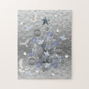 Weihnachts-Puzzle Blue Silver Tree Puzzle