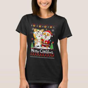 Weihnachts-Pyjama-Corgi-Baum Xmas hässlicher Weihn T-Shirt