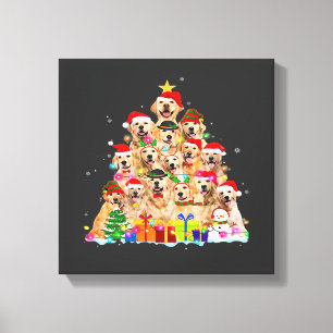Weihnachts-Pyjama Golden Retriever Baum Xmas-Gesch Leinwanddruck