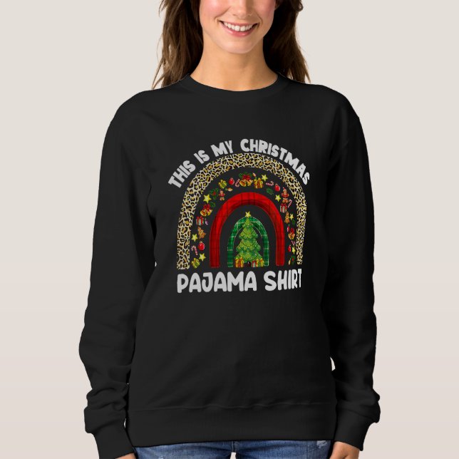 Weihnachts-Pyjama Leopard Regenbogen Pyjamas Xmas  Sweatshirt (Vorderseite)
