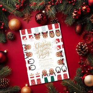 Weihnachts-Pyjama-Party Kinder Feiertags-Party Einladung