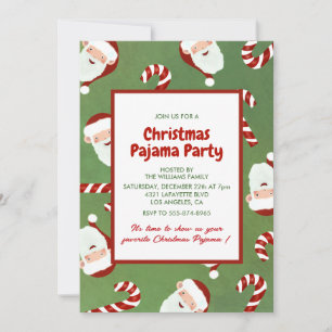 Weihnachts-Pyjama-Party Süßer Weihnachtsmann Gerst Einladung
