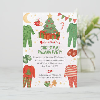 Weihnachts-Pyjama-Schlafparty-Einladung für Kinder Einladung