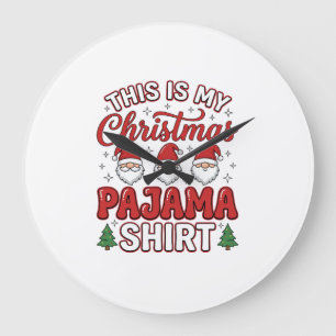 Weihnachts-Pyjama-Shirt Gnom Feiertagsdesign Große Wanduhr