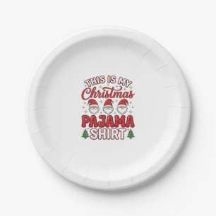 Weihnachts-Pyjama-Shirt Gnom Feiertagsdesign Pappteller