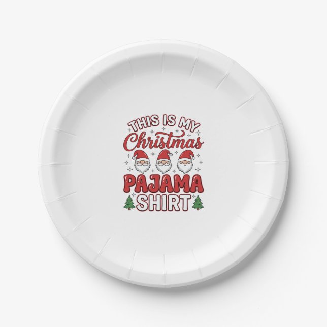 Weihnachts-Pyjama-Shirt Gnom Feiertagsdesign Pappteller (Vorderseite)
