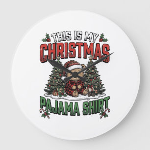 Weihnachts-Pyjama-Shirt Süß Vintage-Feiertags-T-Sh Große Wanduhr