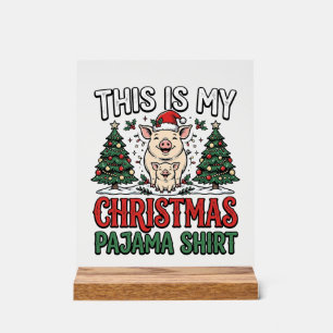 Weihnachts-Pyjama-Shirt Süßes Schwein Holiday-Vekt Acrylschild