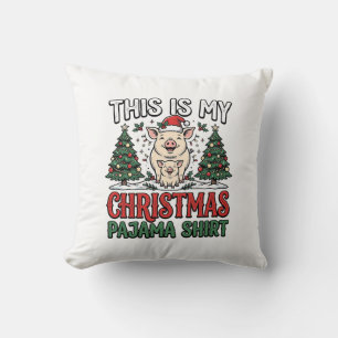 Weihnachts-Pyjama-Shirt Süßes Schwein Holiday-Vekt Kissen