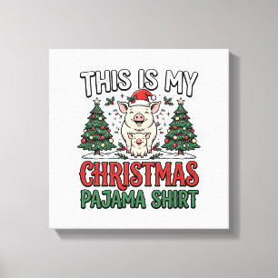 Weihnachts-Pyjama-Shirt Süßes Schwein Holiday-Vekt Leinwanddruck
