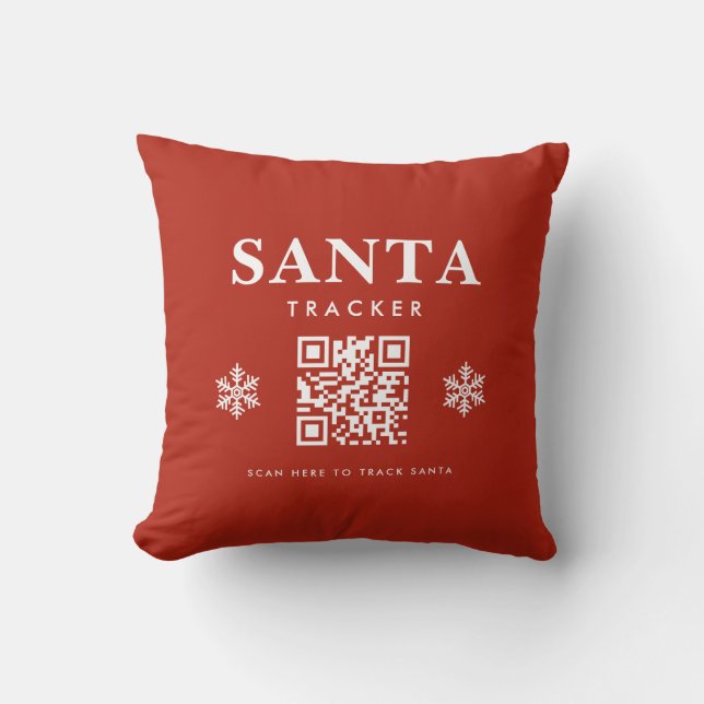 Weihnachts QR Code Santa Tracker Red Kissen (Vorderseite)