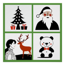 Weihnachts-Quartett Glossy Poster