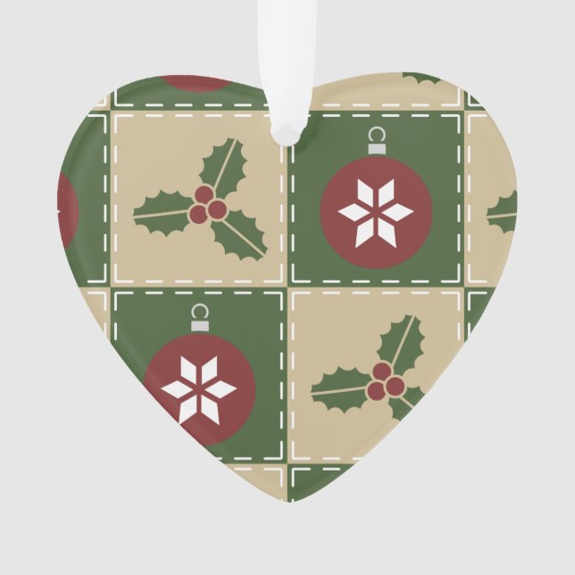 Weihnachts-Quilt-Acrylschmuck Ornament (Vorderseite)
