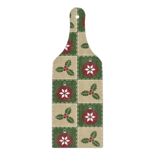 Weihnachts-Quilt-Glas-Schneidebrett Schneidebrett (Vorderseite)
