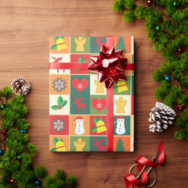 Weihnachts Quilt Muster Geschenkpapier (Feiertagsgeschenk)