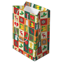 Weihnachts Quilt Muster Mittlere Geschenktüte