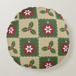 Weihnachts-Quilt-Rundkissen Rundes Kissen