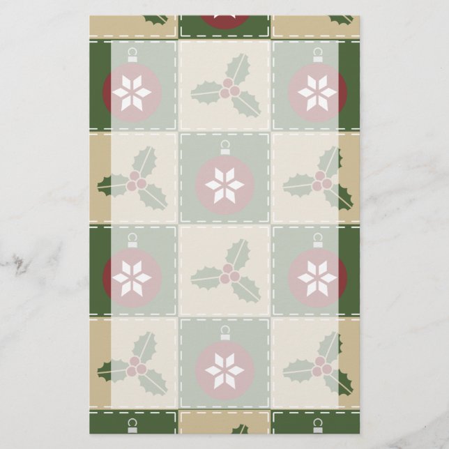 Weihnachts-Quilt-Stationery Briefpapier (Vorderseite)
