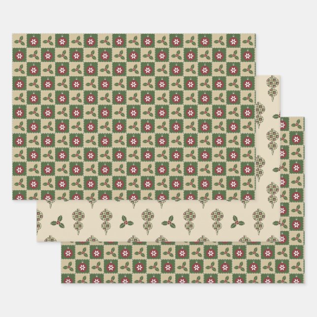 Weihnachts-Quilt-Wrapping Paper-Set Geschenkpapier Set (Set)