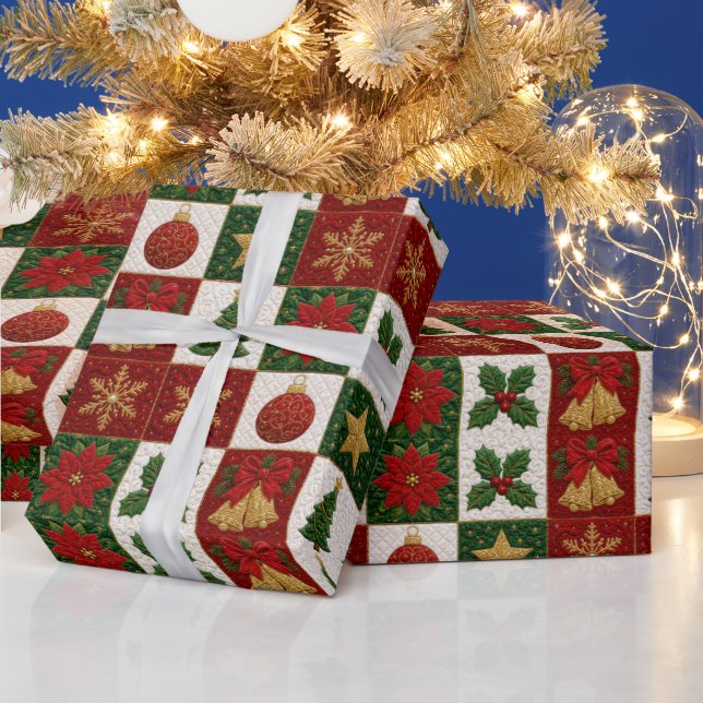 Weihnachts-Quiltquadrate Geschenkpapier (Feiertage)