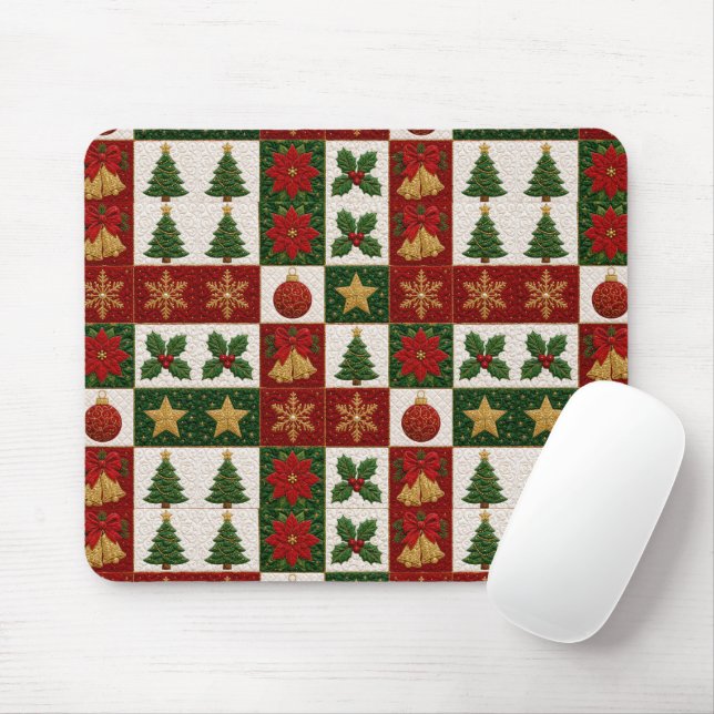 Weihnachts-Quiltquadrate Mousepad (Mit Mouse)