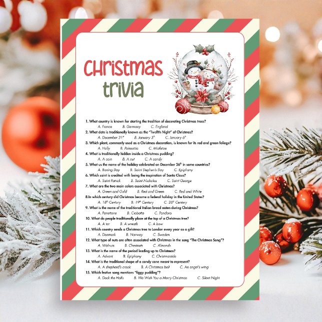 Weihnachts-Quiz-Spiel Feiertagskarte (Christmas Trivia Christmas Game Card)