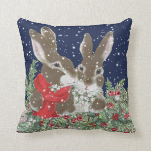 Weihnachts-Rabbit Tan Bunny Winter Holiday Kissen