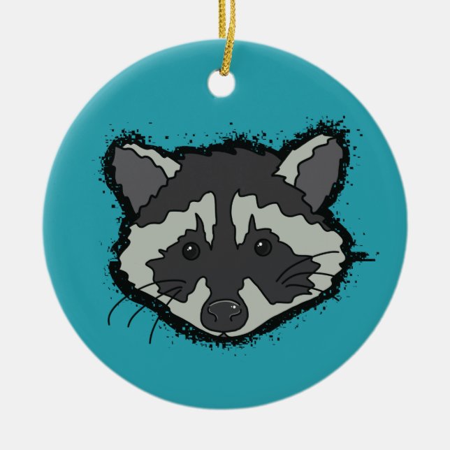 Weihnachts-Raccoon Keramik Ornament (Vorne)