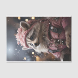 Weihnachts Raccoon Pink Jacket L.Facing Decoupage Seidenpapier