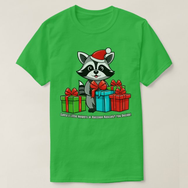 Weihnachts Raccoon Santas Little Helpers oder Racc T-Shirt (Design vorne)