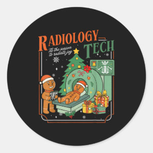 Weihnachts-Radiologie-Techniker Lustiger Gingerbre Runder Aufkleber