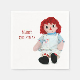 Weihnachts-Rag-Puppe mit Candy Cane Serviette