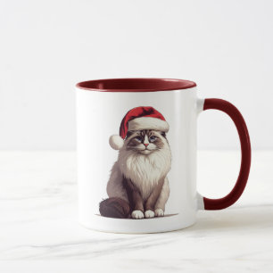Weihnachts-Ragdoll-Katze, Weihnachts-Weihnachtsman Tasse