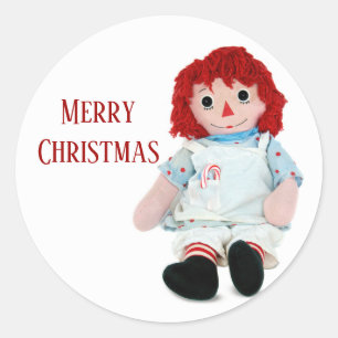 Weihnachts-Ragdoll mit Zuckerstange Runder Aufkleber
