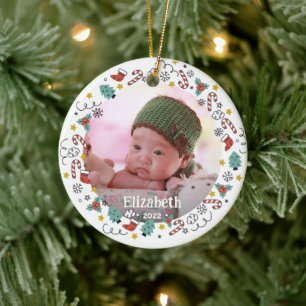 Weihnachts-Rahmen-Baby-Foto Keramik Ornament