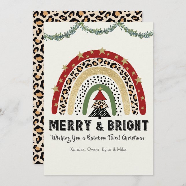 Weihnachts-Rainbow-Flat-Weihnachtskarte Feiertagskarte (Vorne/Hinten)