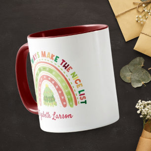 Weihnachts-Rainbow-Lehrer Hochwertigkeit Maroon Tasse