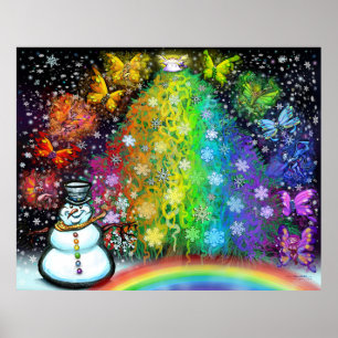 Weihnachts-Rainbow-Tree-Pixies-Magisches Poster