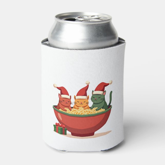 Weihnachts Ramen Cat Santa Anime Meow Kitty Meow C Dosenkühler (Kanne Vorderseite)
