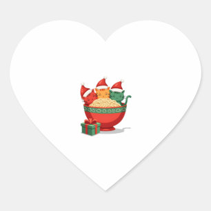 Weihnachts Ramen Cat Santa Anime Meow Kitty Meow C Herz-Aufkleber