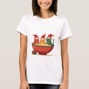 Weihnachts-Ramen-Katze-Santa-Anime-Miau-Kitty-Miau T-Shirt
