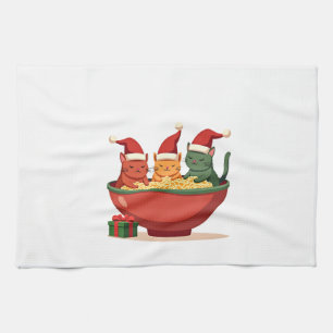 Weihnachts-Ramen-Katze Santa Anime Miauen Kitty Mi Geschirrtuch