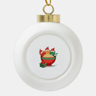 Weihnachts-Ramen-Katze Santa Anime Miauen Kitty Mi Keramik Kugel-Ornament