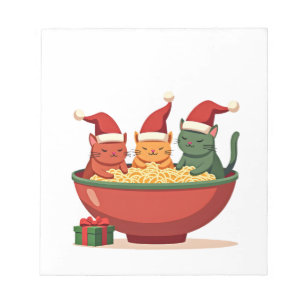 Weihnachts-Ramen-Katze Santa Anime Miauen Kitty Mi Notizblock