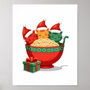 Weihnachts-Ramen-Katze Santa Anime Miauz Kitty Mia Poster