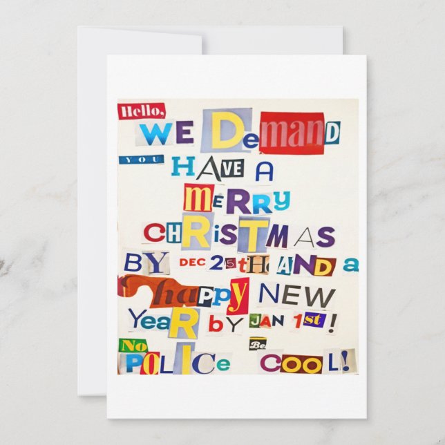 Weihnachts Ransom Note Joke Card Feiertagskarte (Vorderseite)