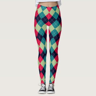 Weihnachts-Raute Kariert Rotes Grünes Muster Leggings