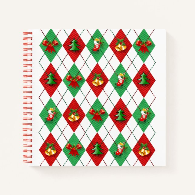 Weihnachts-Raute Niedlich Retro-Journal / Notebook Notizbuch (Vorderseite)