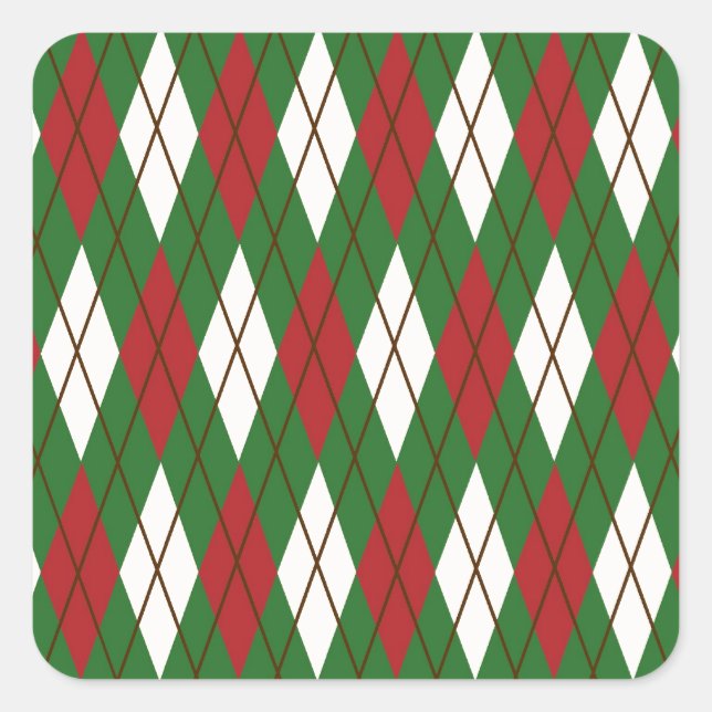 Weihnachts-Raute Quadratischer Aufkleber (Vorderseite)