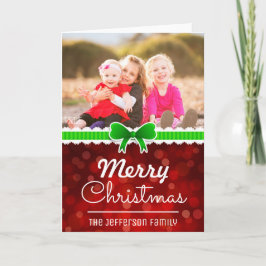 Weihnachts Red Bokeh Hintergrund Custom Family Fot Feiertagskarte